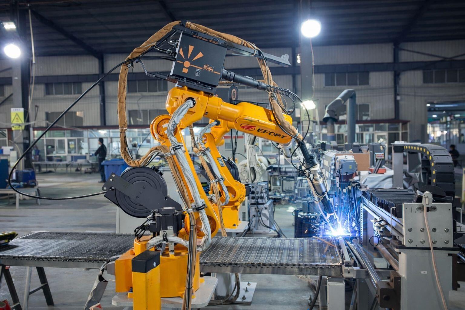 YIYI Mesh Belt robotic welding process for stainless steel conveyor belt production