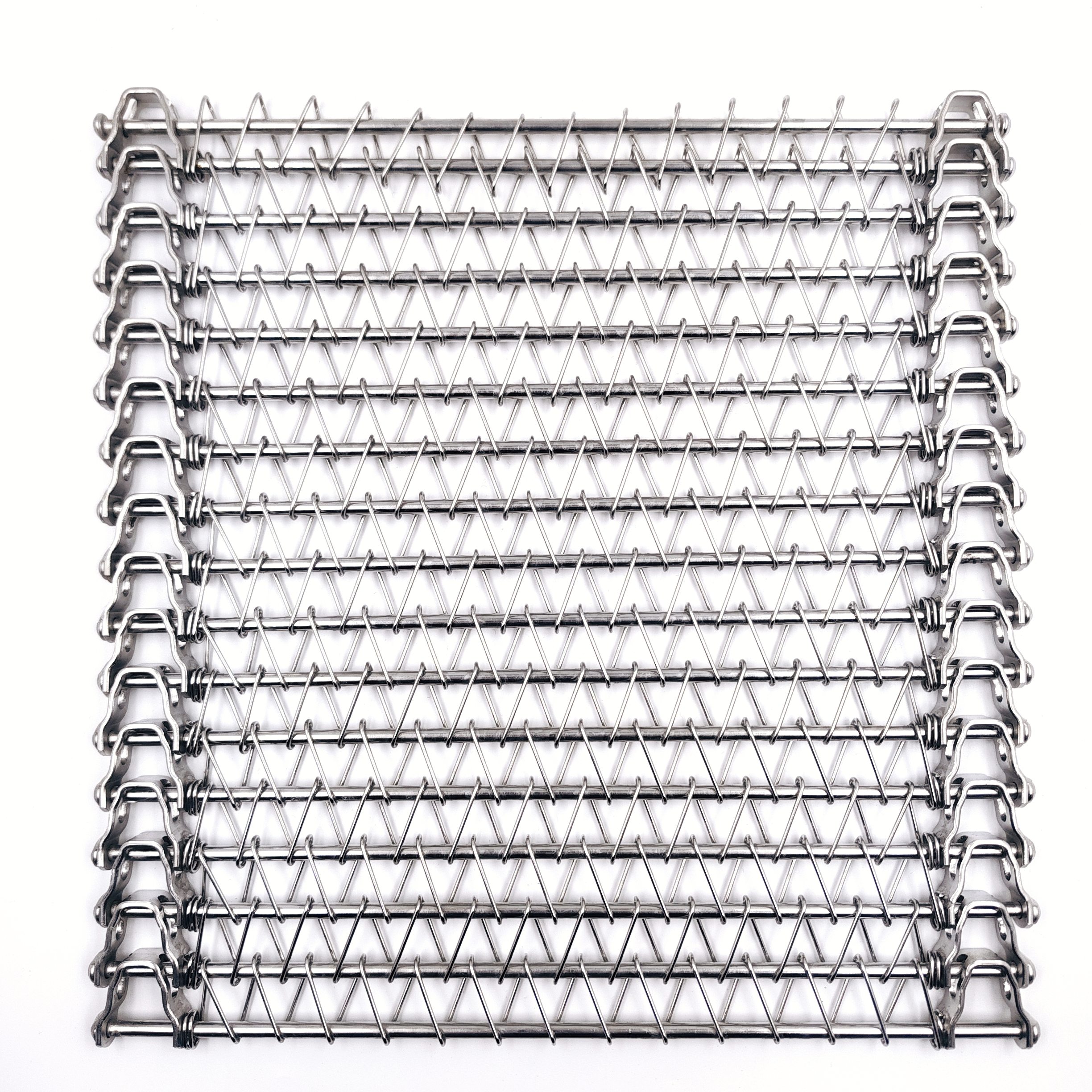 Metal conveyor belt product display for buyer review